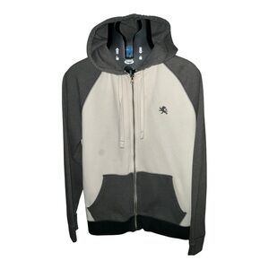 Men's Gray and White Hoodie Sweater